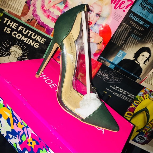 Shoes - Transparent Olive Green Heels